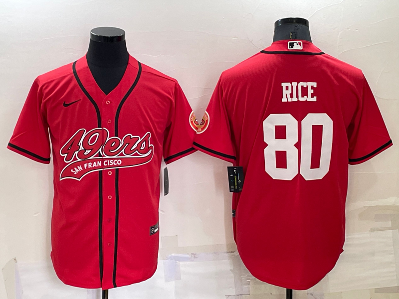 Men's Red San Francisco 49ers #80 Jerry Rice  Cool Base Stitched Baseball Jersey